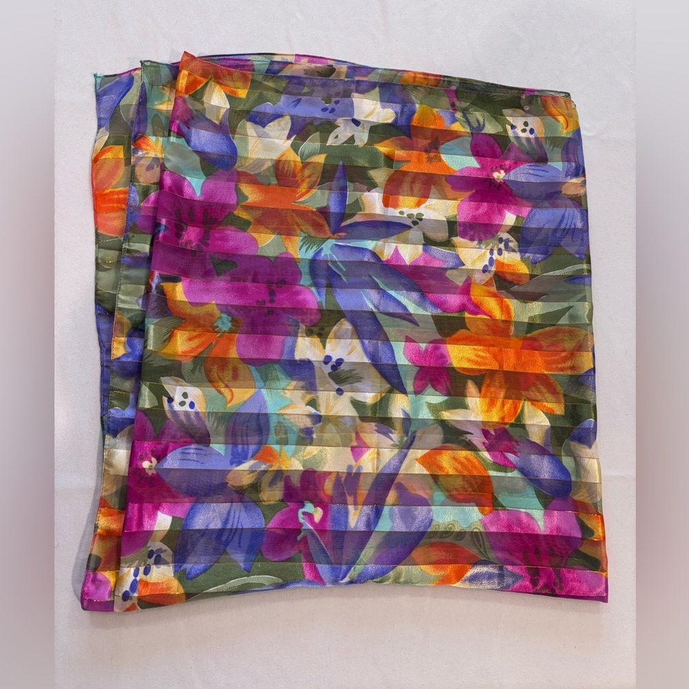 Vintage Colorful Floral Chiffon Shawl - Picture 6 of 6